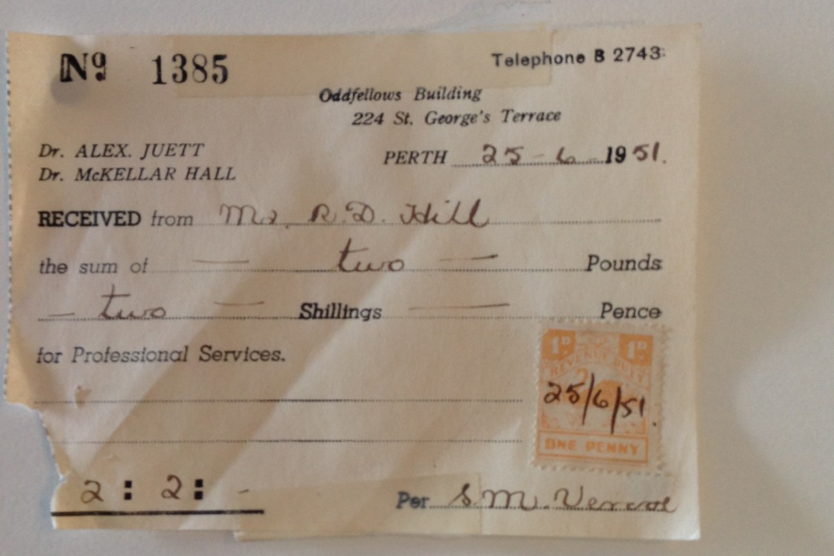 Receipt for surgeon's consultation
